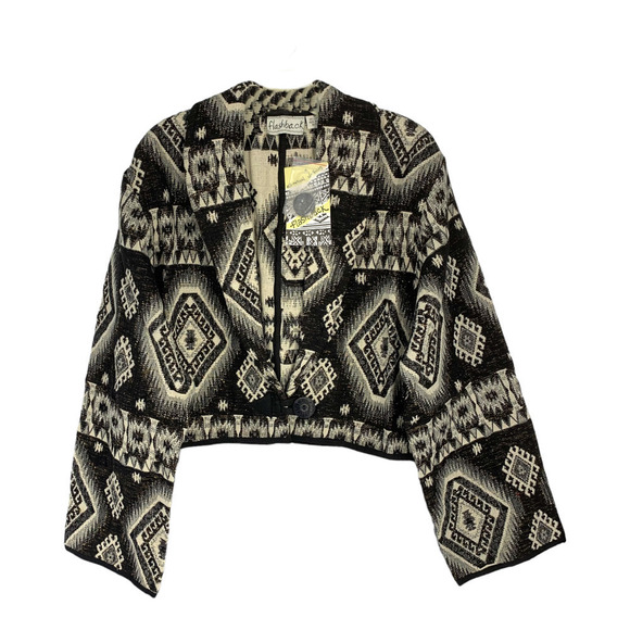 NEW Vintage Flashback Sz M Southwestern Tribal Cropped Blanket Kilim Jacket NWT - Picture 1 of 6